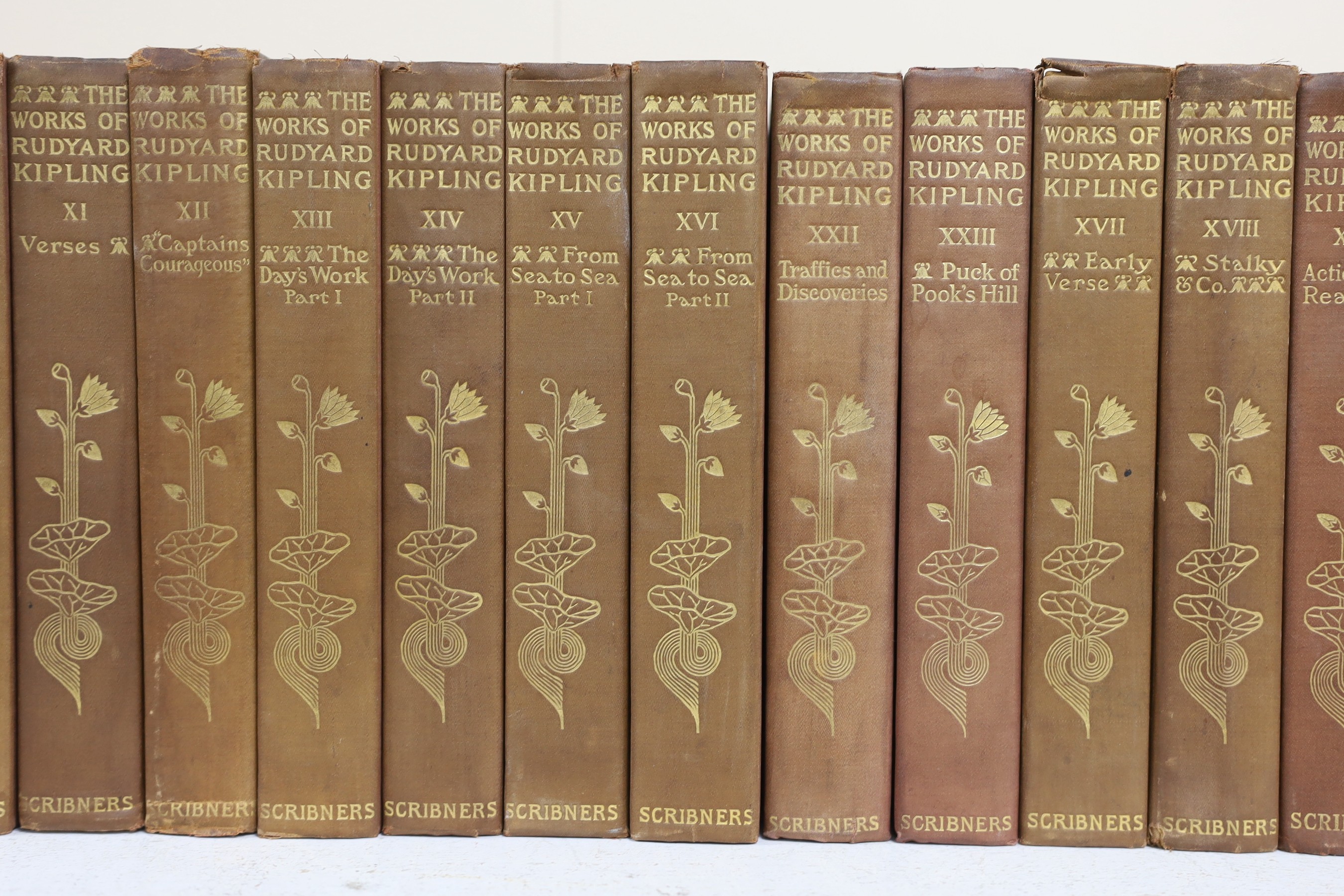 Kipling, Rudyard - The Writings in Prose and Verse, vols 1-24 and 26, 27 (of 36), 8vo, cloth, Charles Scribner’s Sons, New York, 1899-1919 (26)